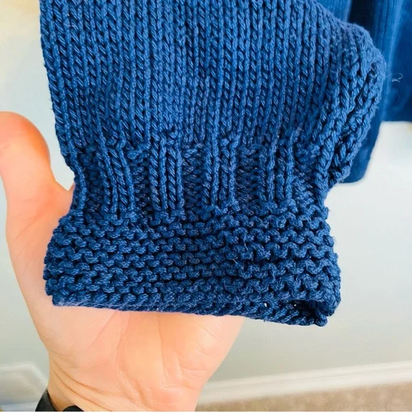 Vintage Navy Blue USA American Flag Oversized Knit Scoop Neck Sweater | XXL - Picture 3 of 5